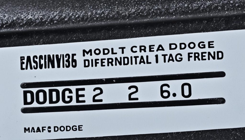 Dodge truck rear end differential tag